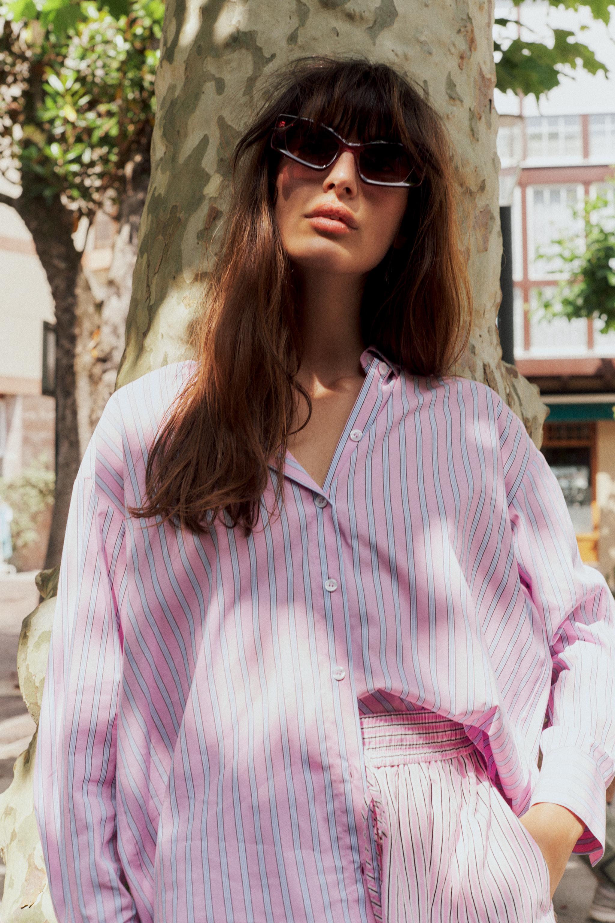 STRIPED POPLIN SHIRT - Pink | ZARA United States