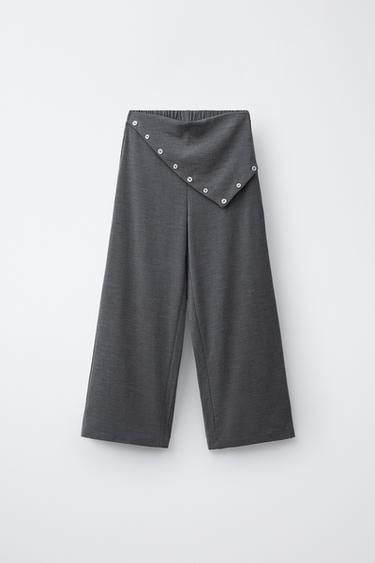 WIDE-LEG PAREO TROUSERS WITH BUTTONS - Grey by Zara
