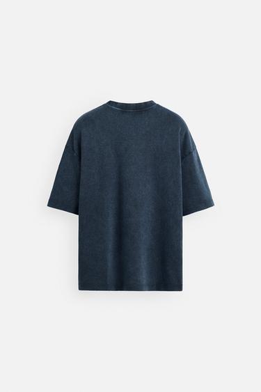 T-SHIRT RELAXED FIT DÉLAVÉ - Bleu / Gris de Zara - Image 7