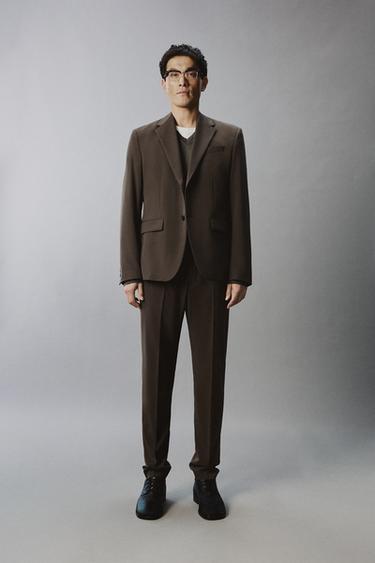 PANTALONS DE VESTIT CONFORT - Marró / talp de Zara