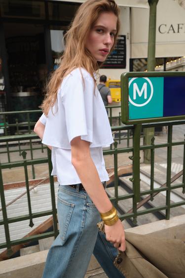 DOUBLE-LAYER POPLIN SHIRT - White by Zara - Image 4