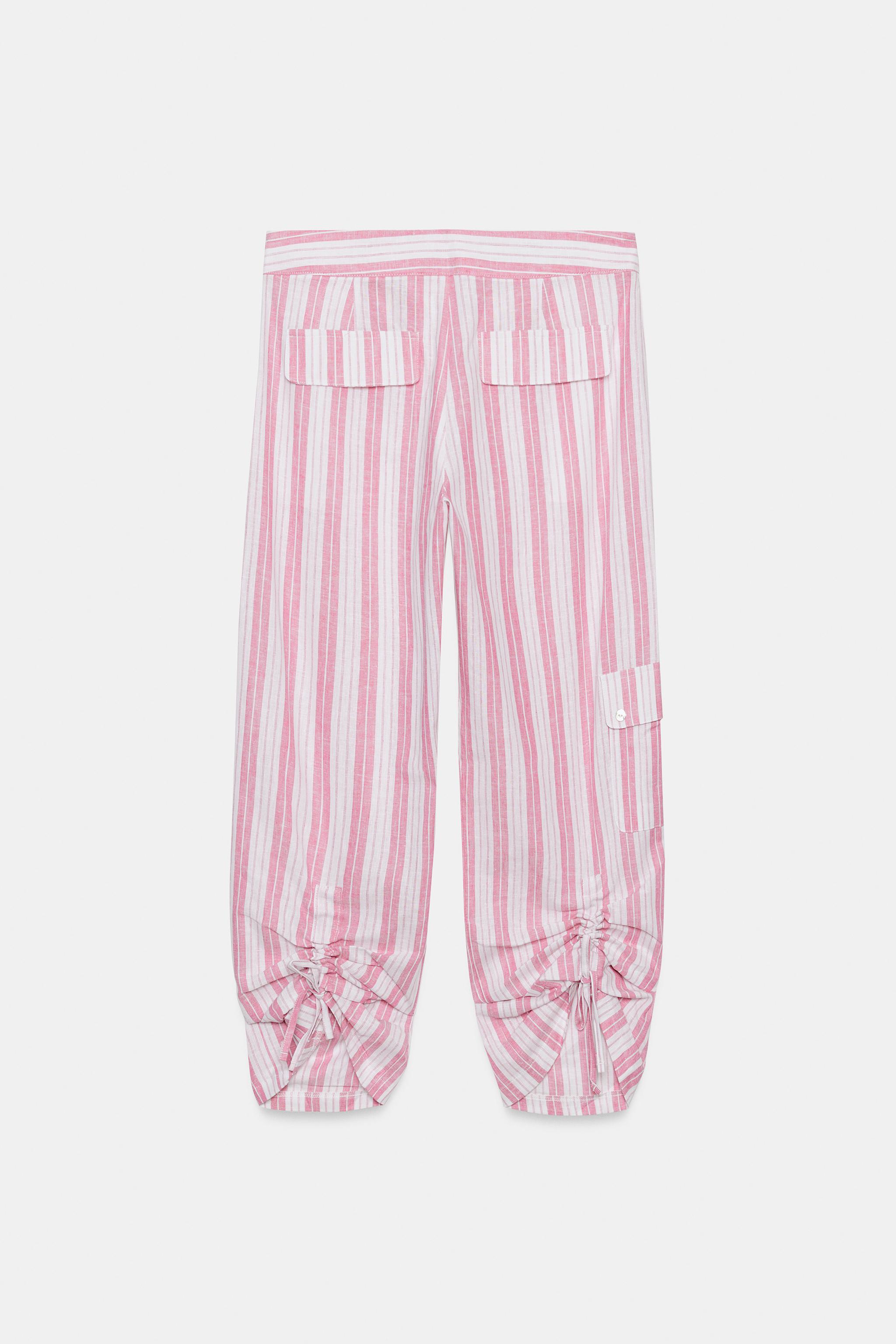 Женские брюки Zara STRIPED RUCHED PANTS — фото 4
