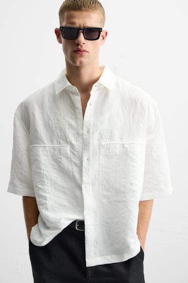 STRIPED JACQUARD SHIRT - White by Zara - Image 5
