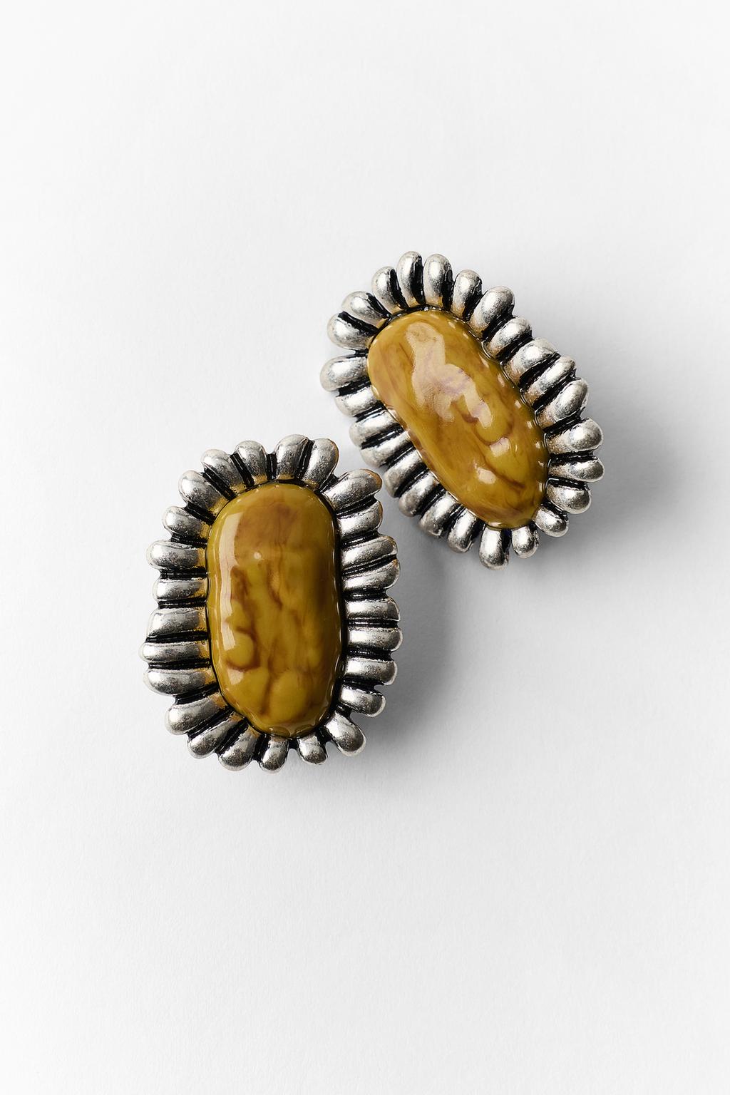 METAL AND RESIN TEXTURED EARRINGS