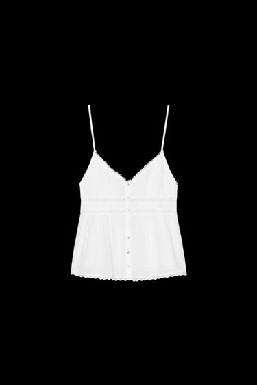 EMBROIDERED LACE TOP - White by Zara - Image 0