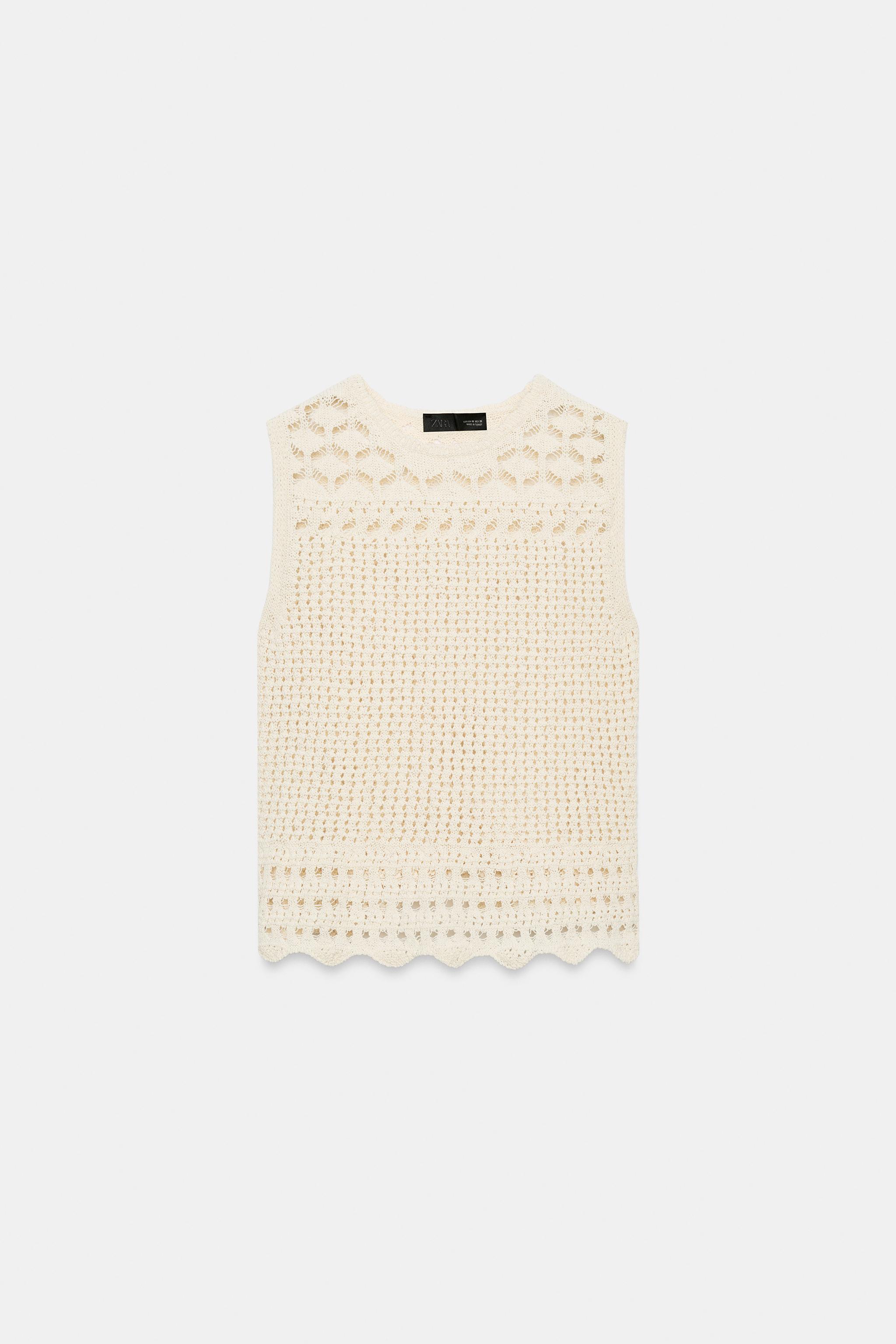 Женские свитеры Zara POINTELLE KNIT TOP — фото 7