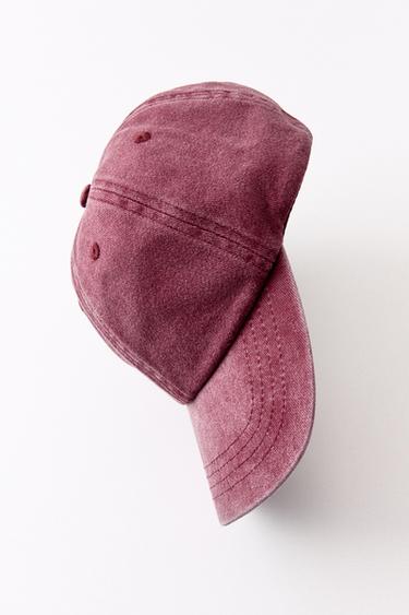 CASQUETTE EN SERGE EFFET DÉLAVÉ - Rose foncé de Zara