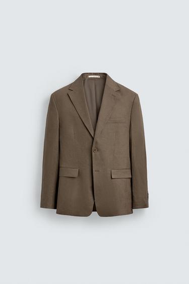 100% LINEN SUIT BLAZER - Mink marl by Zara