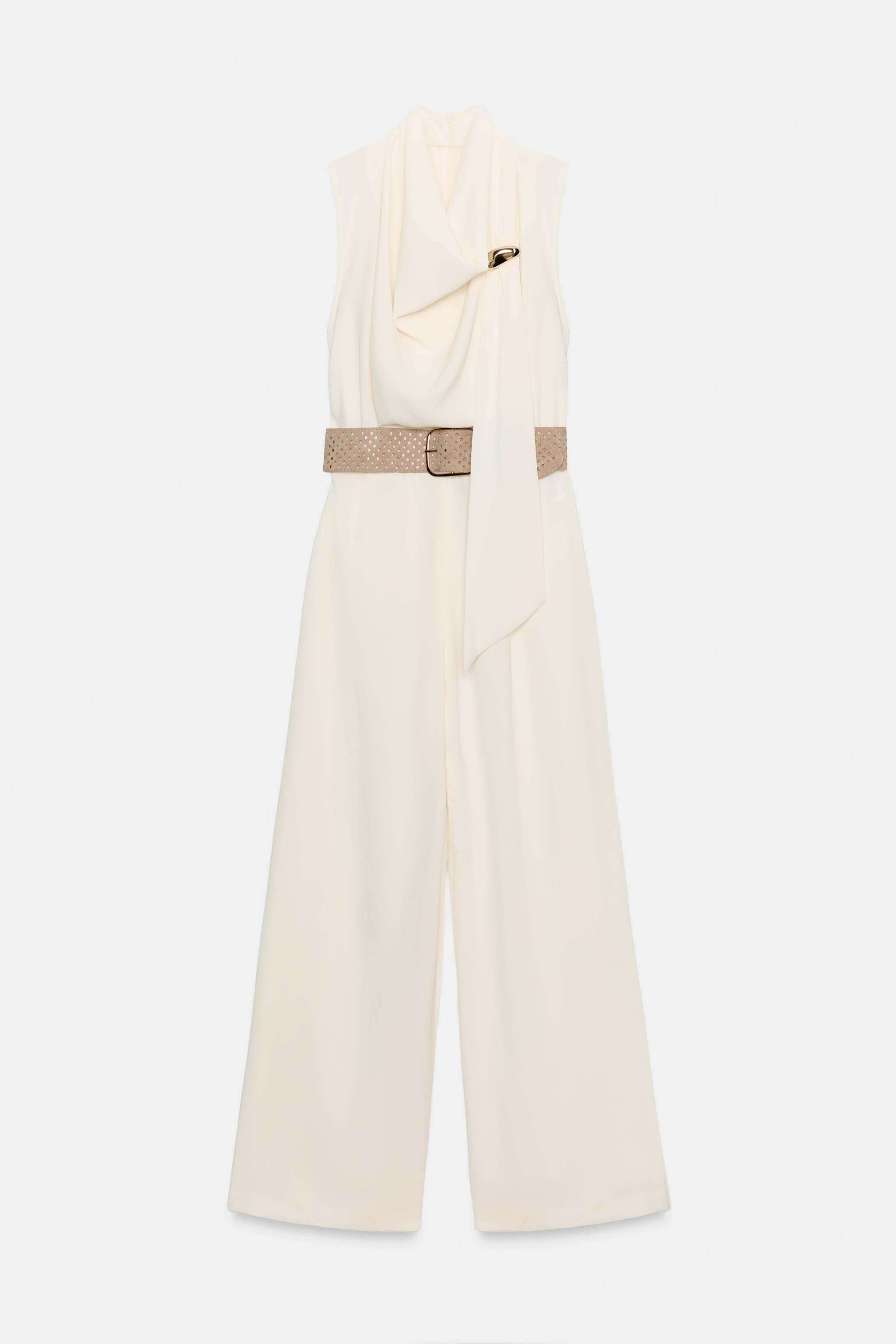 GOLD-TONE HARDWARE BELTED JUMPSUIT