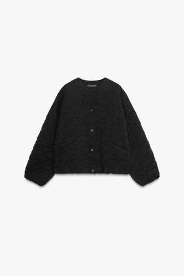 HEART QUILTED BOMBER JACKET - Black by Zara