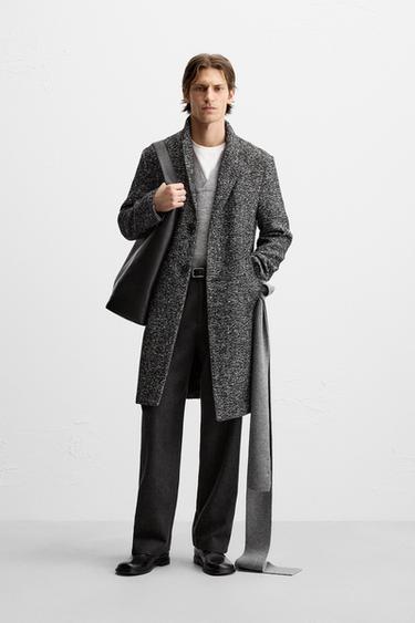 TEXTURED BUTTONED COAT - Black by Zara