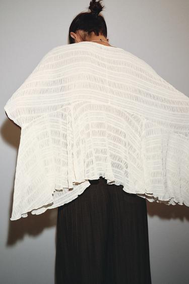ASYMMETRIC TEXTURED CAPE - Ecru by Zara - Image 3