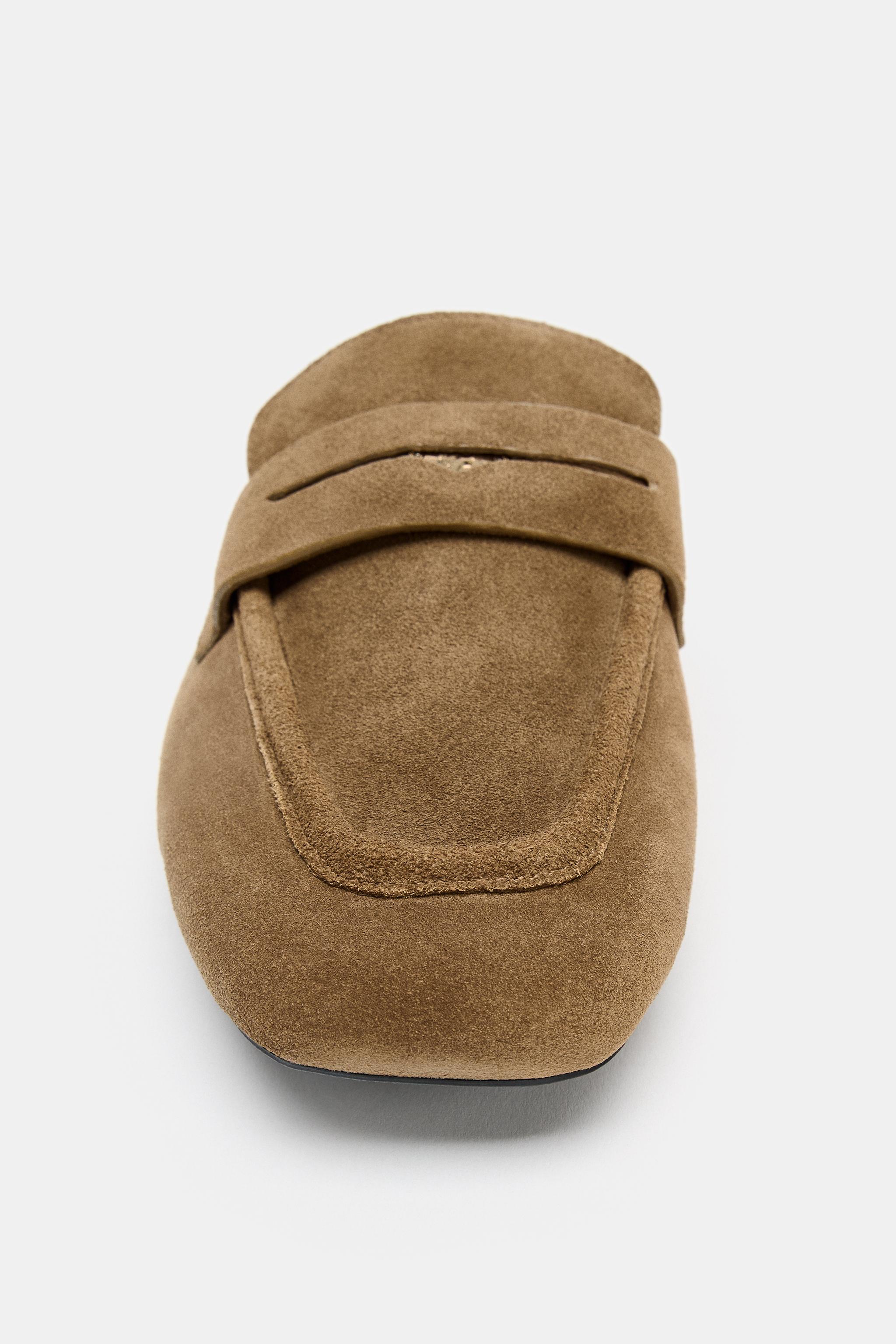 SPLIT SUEDE MULE LOAFERS