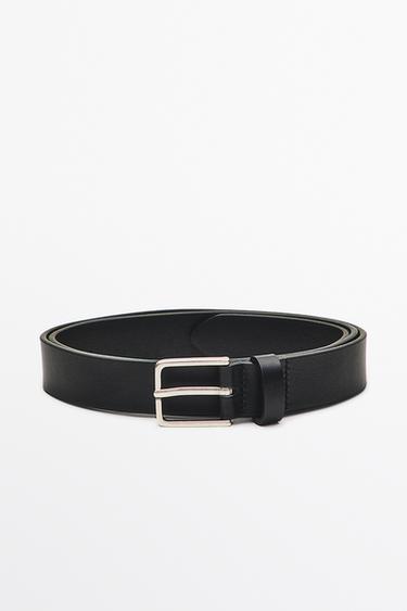 Zara Nappa leather belt with rectangular buckle - Black