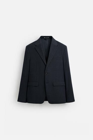 BLAZER TRAJE CUADROS - Marino de Zara