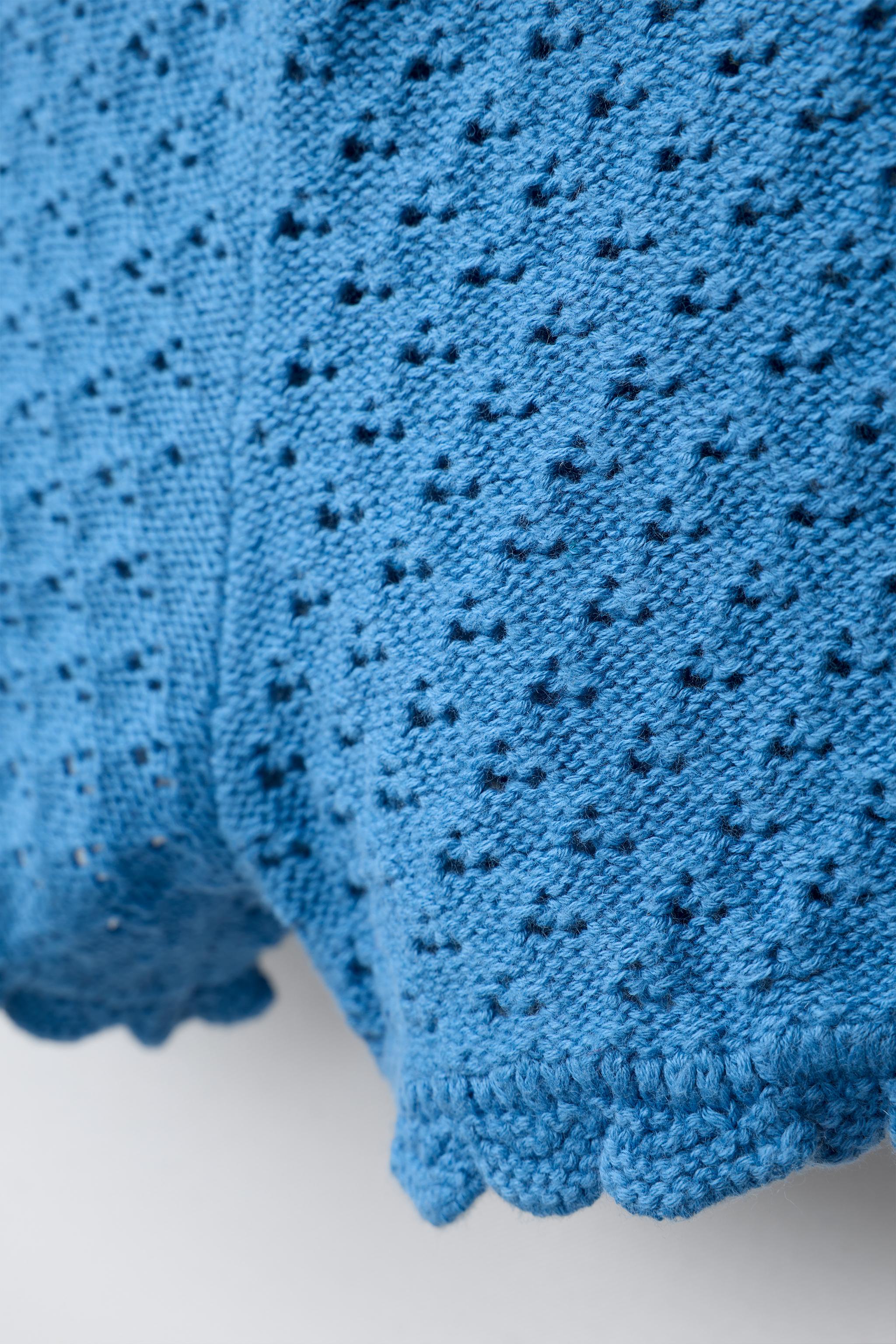 Детские шорты Zara COTTON-LINEN KNIT SHORTS WITH RUFFLES AND EMBROIDERY — фото 4