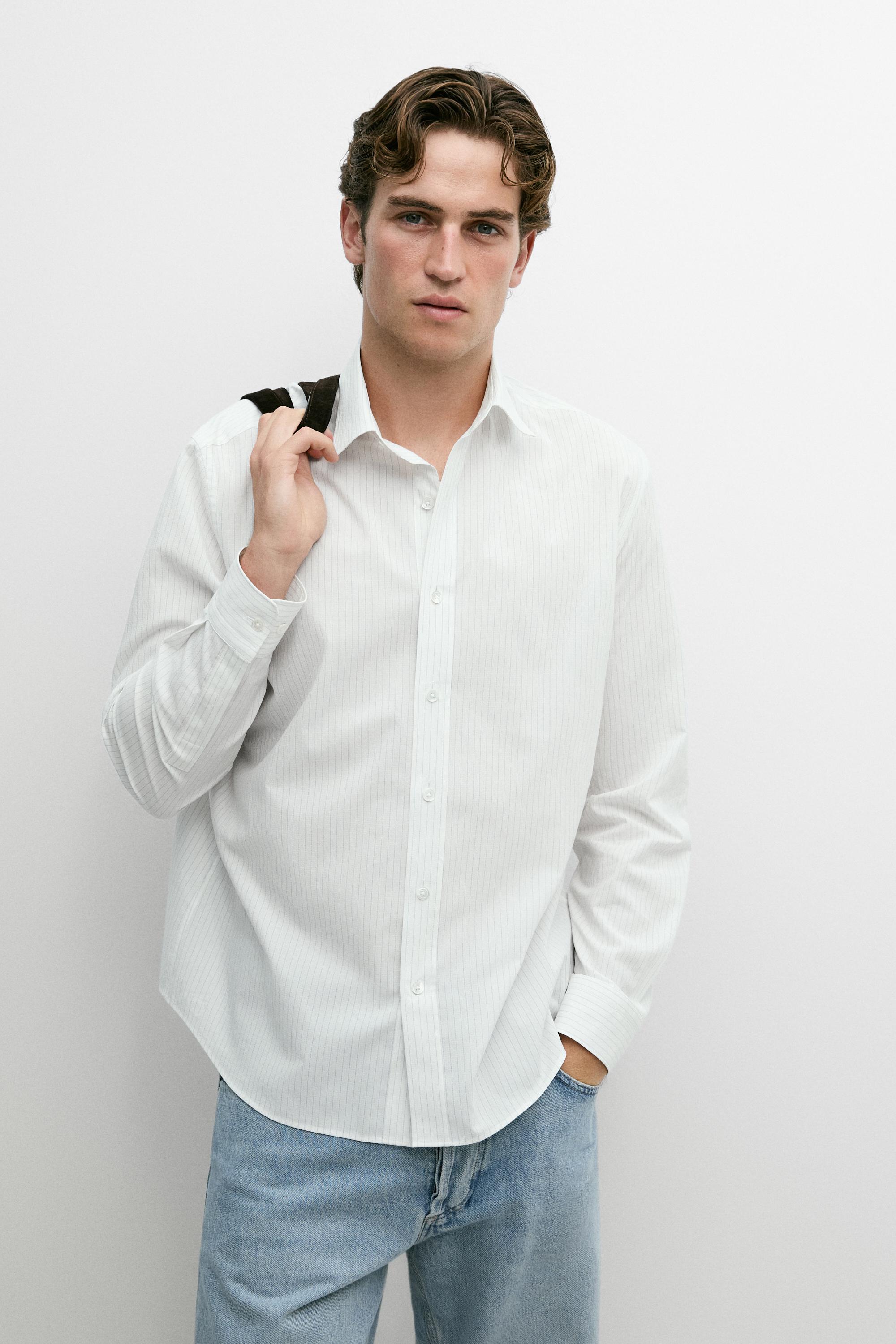 100% cotton striped shirt — White