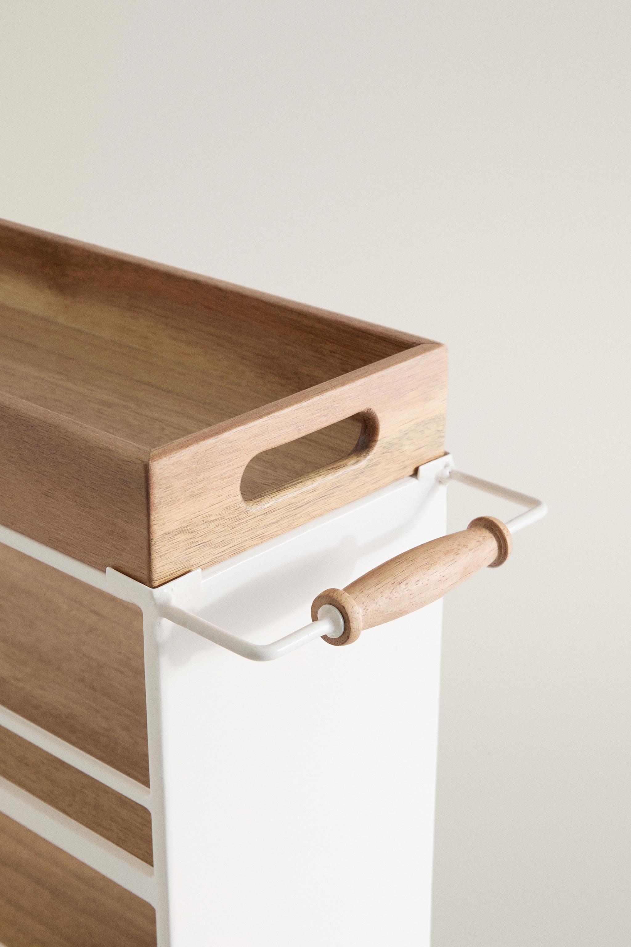 METAL AND WOOD STORAGE CART - Light beige | ZARA United States