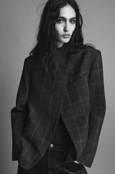 Zara PLAID BLAZER ZW COLLECTION LIMITED EDITION - Gray marl