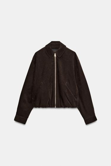CAZADORA BOMBER VOLUMEN - Marrón oscuro de Zara - Imagen 0