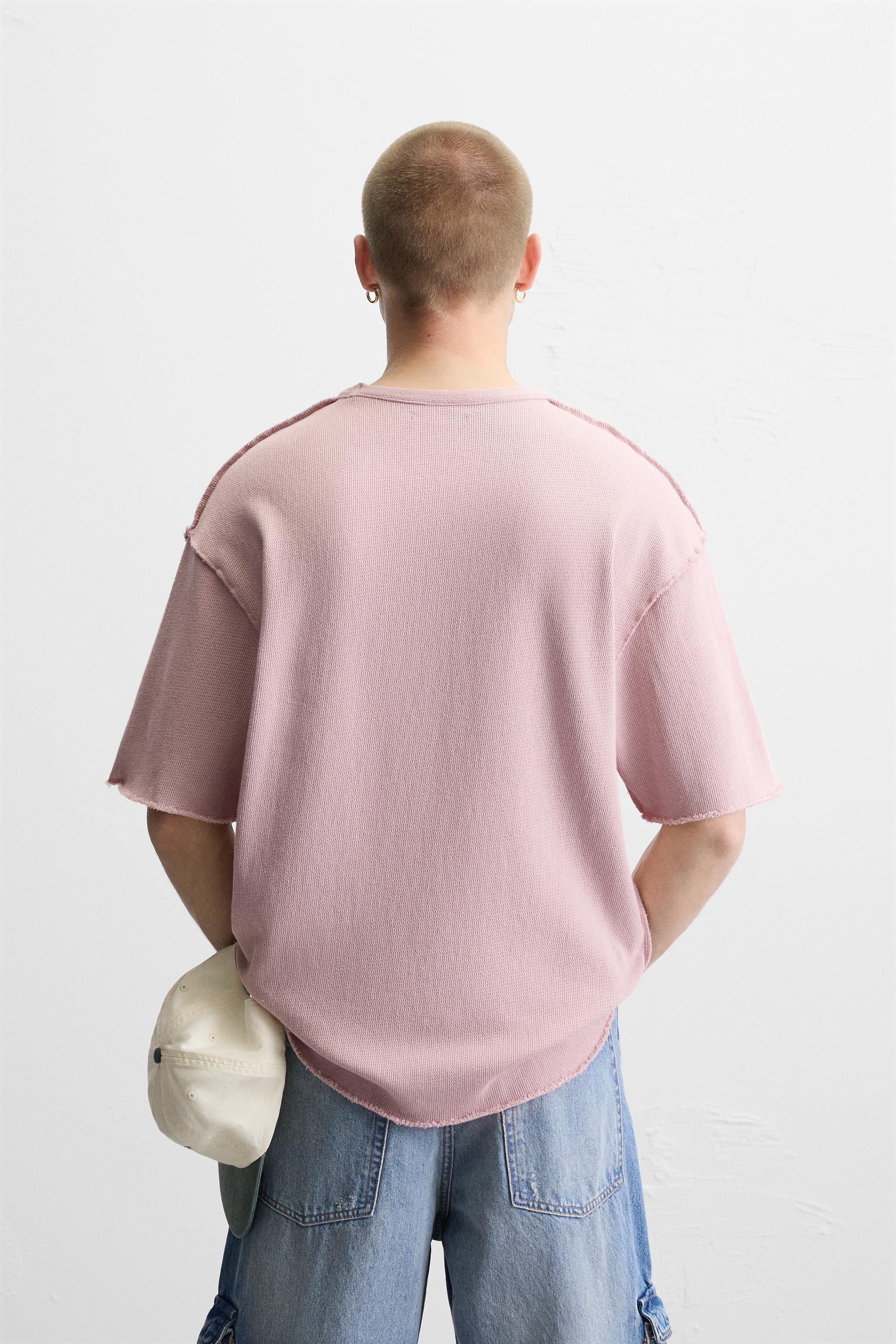 ★ドイツ発*ZARA*新作*リバースエフェクトニットTシャツ/PALE★ スプレープリント ニット Tシャツ - オフホワイト | ZARA Japan