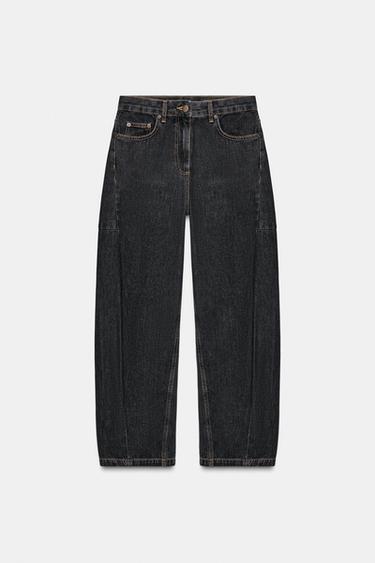 ZW COLLECTION ANKLE BALLOON MID-WAIST JEANS - Black by Zara - Image 5