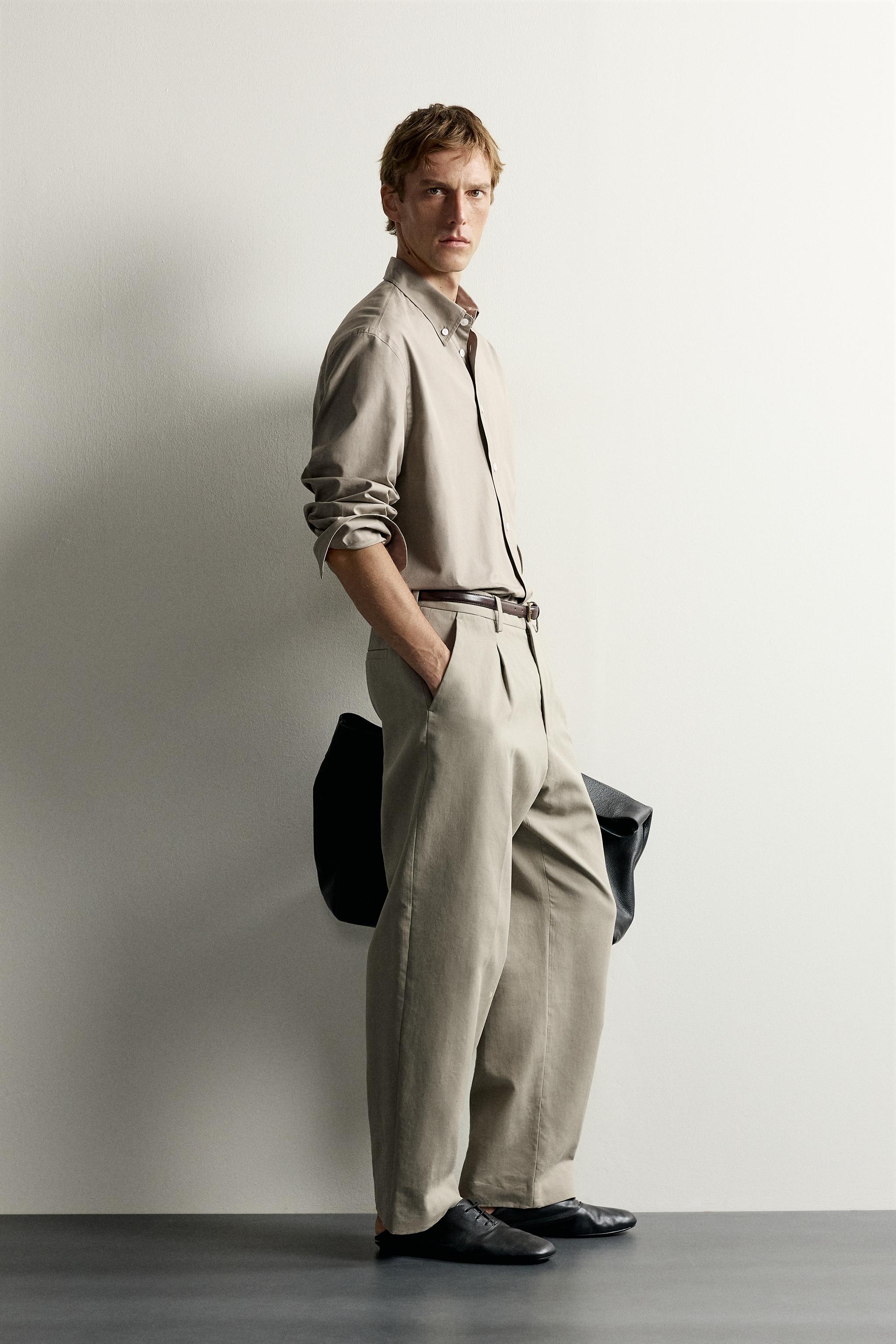 Мужские рубашки Zara COTTON-LYOCELL REGULAR FIT SHIRT — фото 4