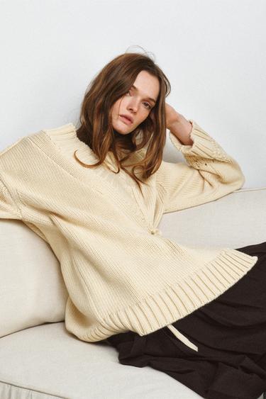 WRAP KNIT KIMONO CARDIGAN - Ecru by Zara - Image 5