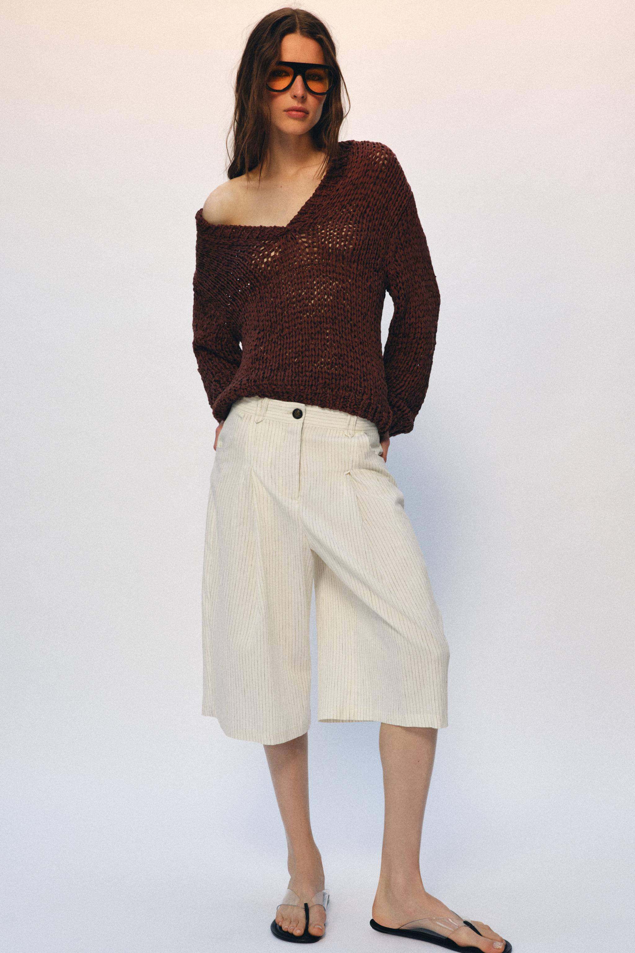 ZW COLLECTION STRIPED PLEATED SHORTS