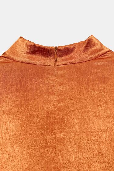 TOP SATINÉ À NŒUD - Orange brûlé de Zara - Image 4