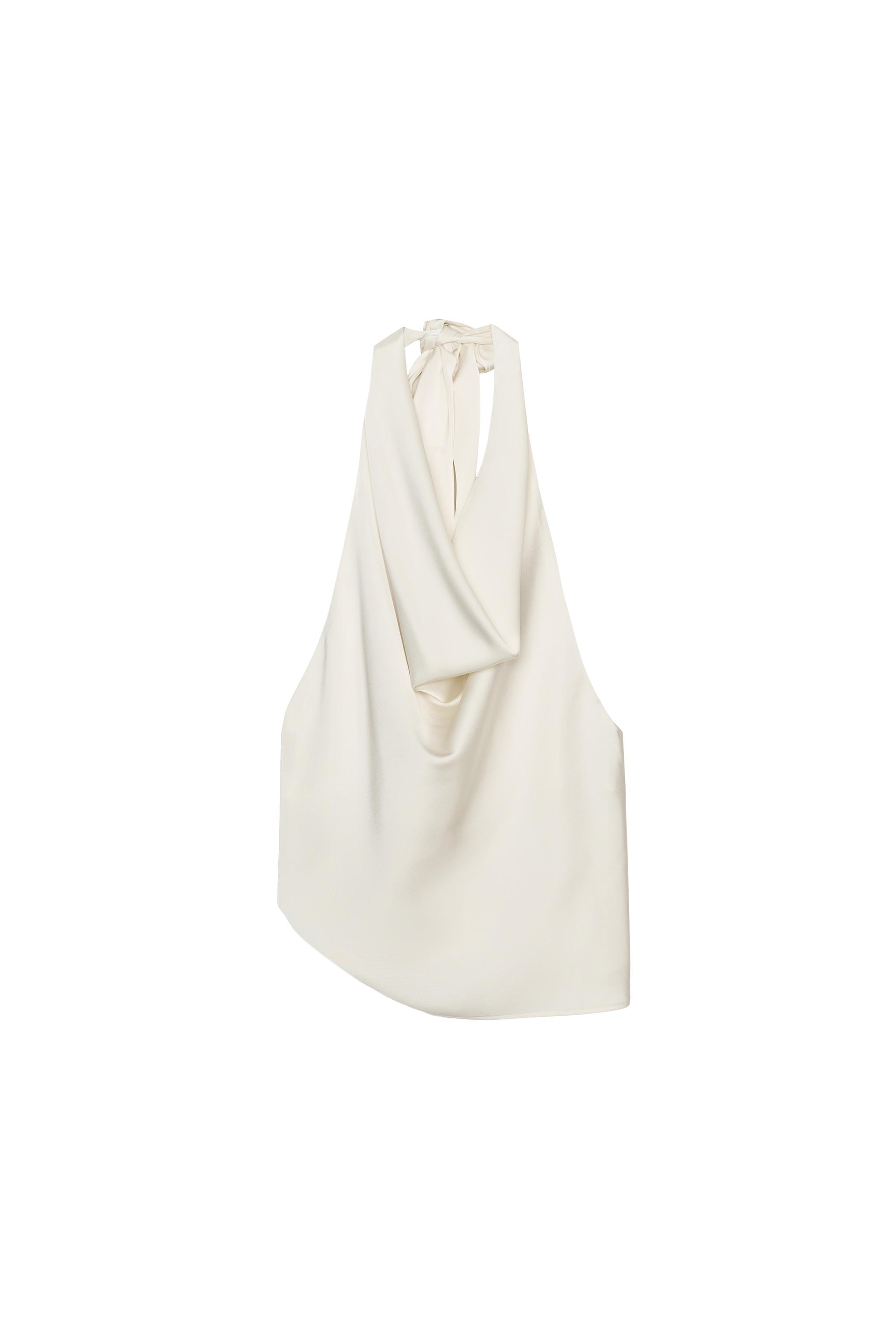 ASYMMETRIC SATIN TOP - Oyster-white | ZARA South Africa
