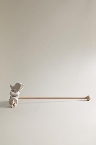 CHILDREN’S WOODEN ELEPHANT PULL-ALONG TOY - Grey by Zara - Image 0