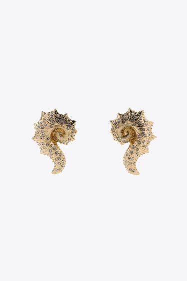 BEJEWELLED CONCH SHELL EARRINGS - Golden by Zara - Image 0