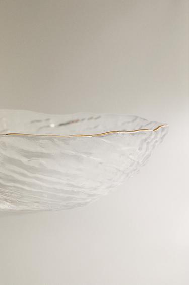 GLASS BOWL WITH GOLD RIM - Gold by Zara - Image 3