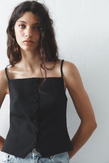 COLETE ALÇAS FINAS - Preto da Zara
