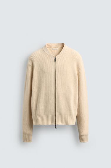 ZIP-UP KNIT CARDIGAN - Ecru by Zara