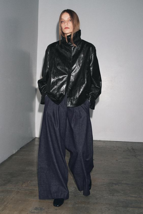 Zara Giubbotto Pelle Ragazza Giacca Bomber Zara Nero Giubbotto