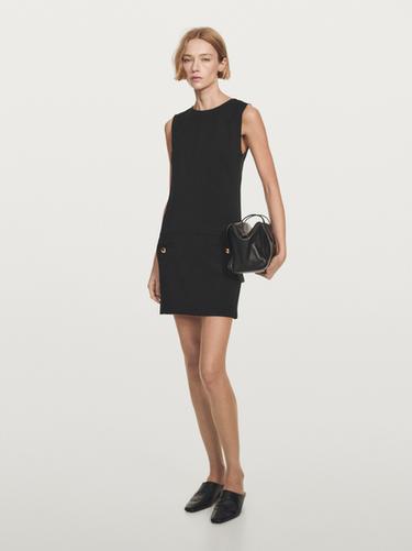 Zara Short dress with button details - Black