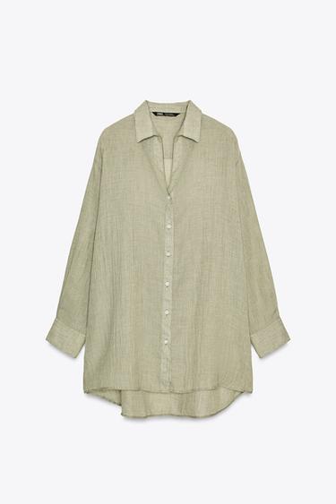 Zara OVERSIZED SHIRT - Mid-green