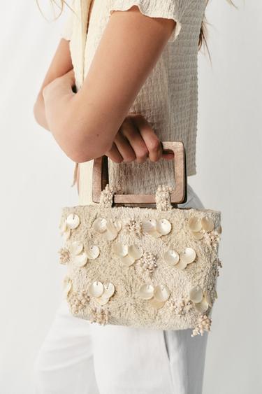 BOLSO MINI BORDADO - Crudo de Zara
