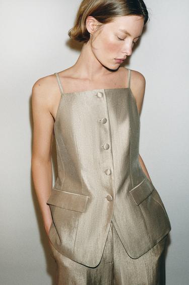 Zara TAILORED BUSTIER VEST SET - Soft gold