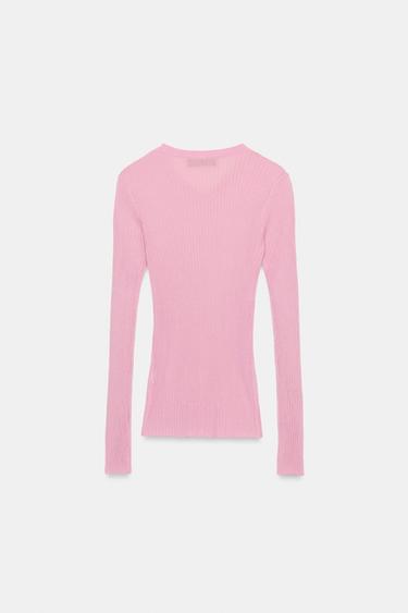 RIBBED KNIT JUMPER - Mauve by Zara - Image 7