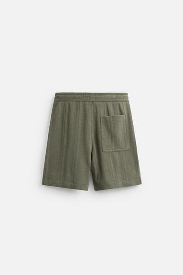 JACQUARD TEXTURED BERMUDA SHORTS - Mid-green by Zara - Image 7