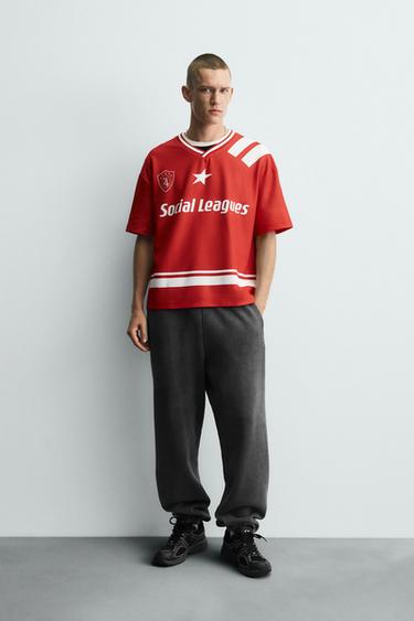 RETRO FOOTBALL PRINT T-SHIRT - Red by Zara