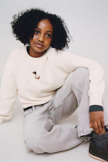 DOG EMBROIDERY KNIT JUMPER - Light beige by Zara
