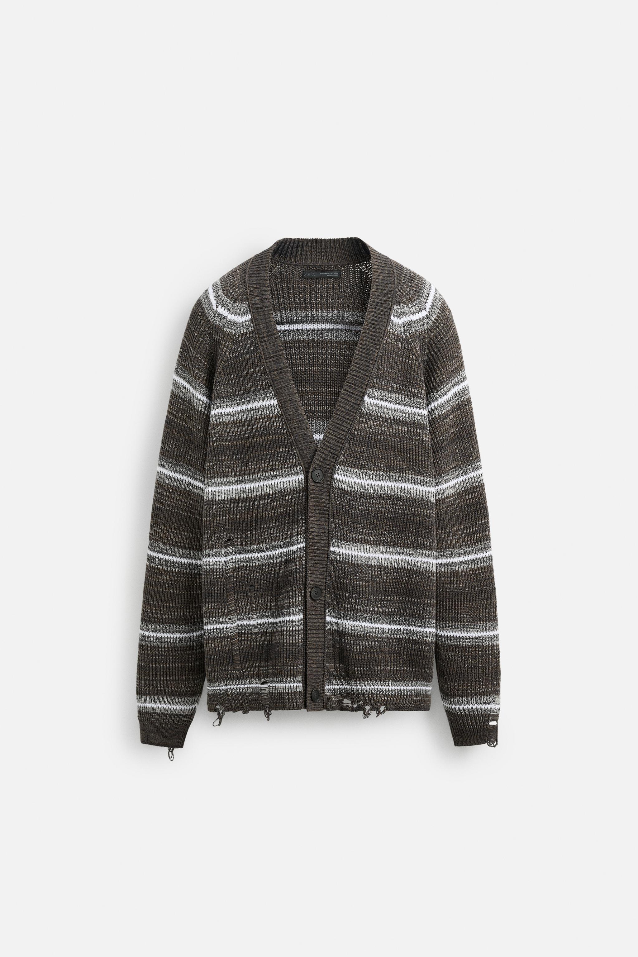 ZARA ダメージ加工カーディガン - メルカリ