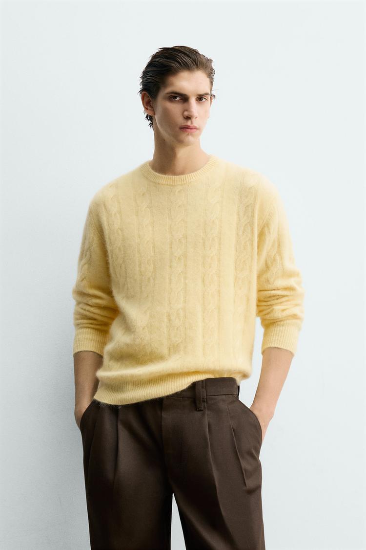 ZARA BRUSHED CABLE-KNIT TEXTURED JUMPER