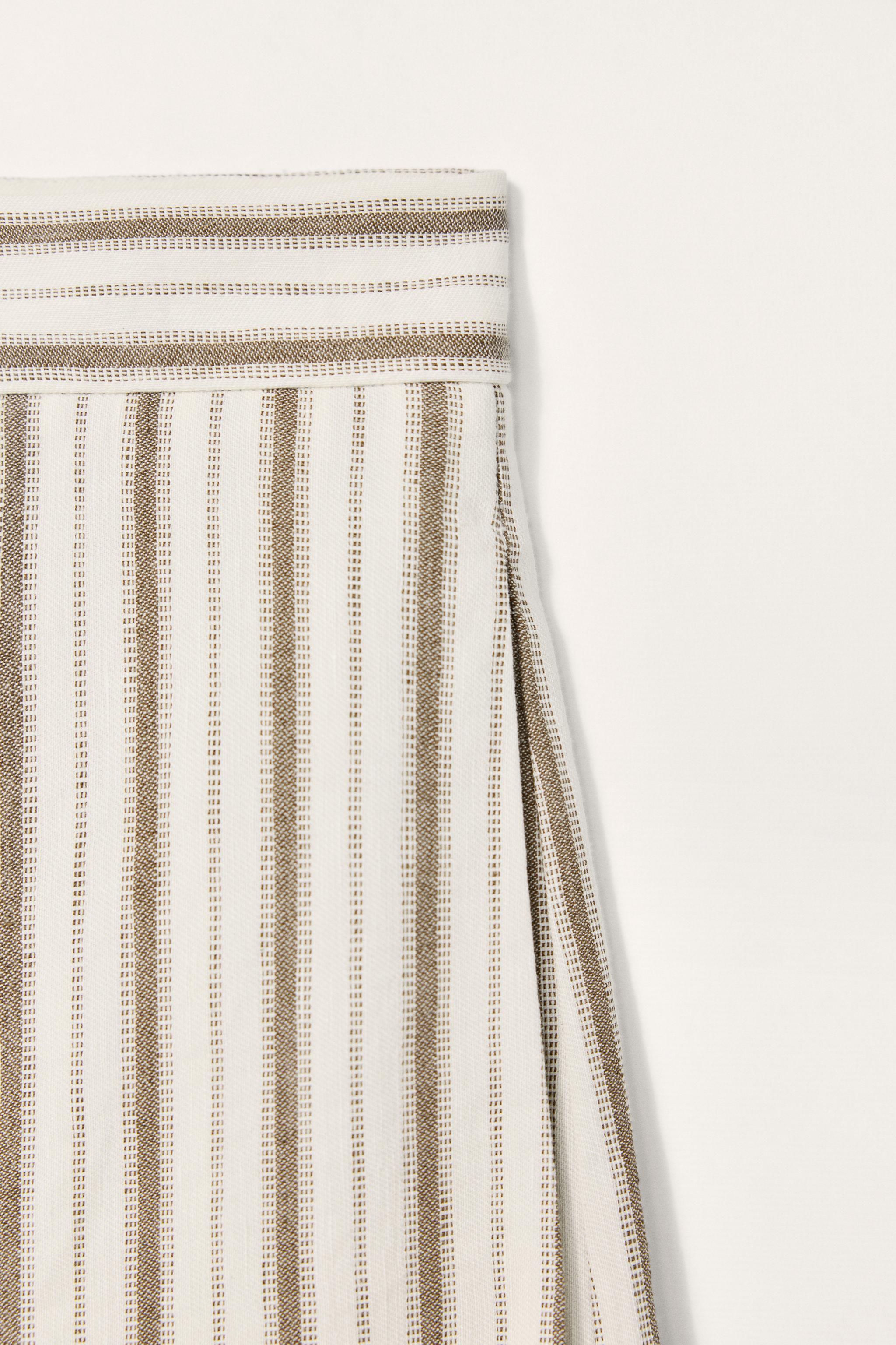LIMITED EDITION STRIPED LINEN PANTS - Ecru | ZARA United States