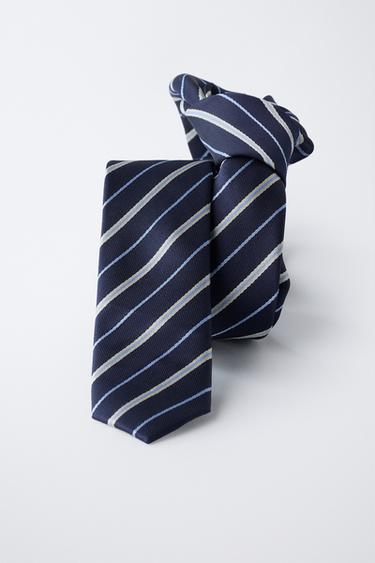 STRIPE PRINT TIE - Blue by Zara