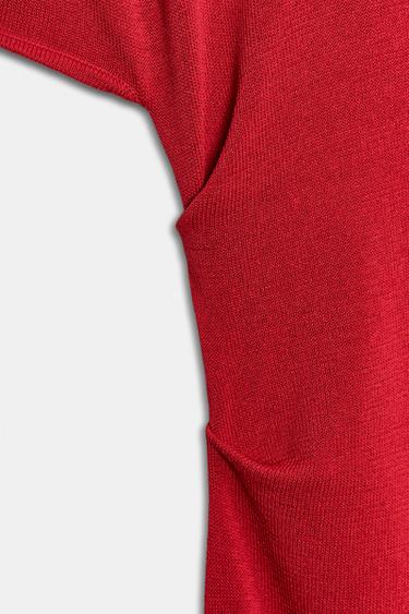 ROBE MI-LONGUE DRAPÉE EN MAILLE - Rouge de Zara - Image 8